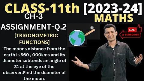 The moons distance from the earth is 360 ,000kms and its diameter subtends an angle of 31 at the eye