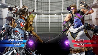 Ultron & Rocket Raccoon VS Thanos & Hawkeye (Hardest AI) - Marvel vs Capcom