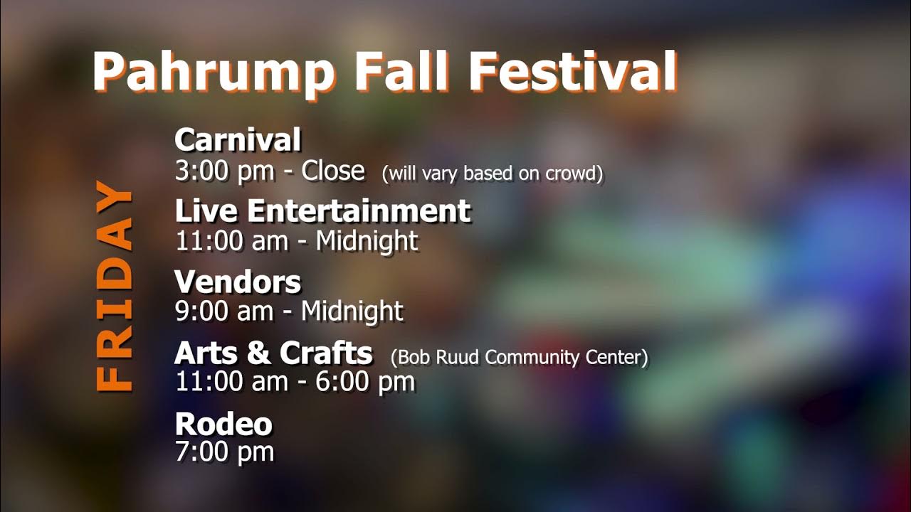 09232021 Pahrump Fall Festival Friday Event Calendar YouTube
