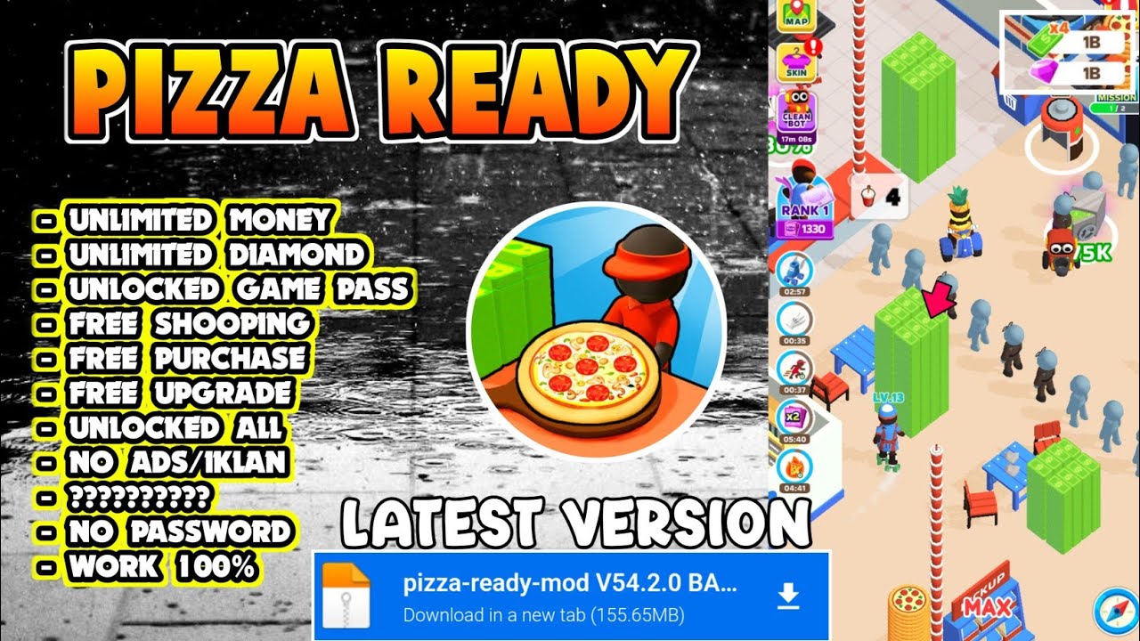 GACORR CUY‼️ PIZZA READY MOD APK V54.2.0 Unlimited MONEY FREE PURCHASE 