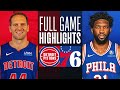 Game Recap 76ers 124 Pistons 92 