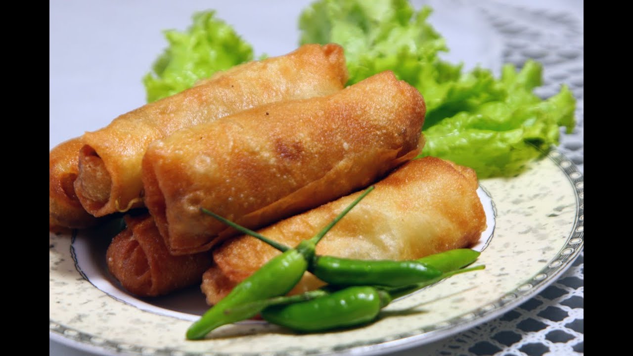 Resep Cara Membuat Lumpia Isi Daging Ayam - YouTube