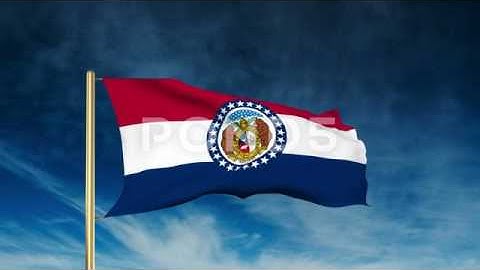 Missouri Flag Slider Style. Waving In The Win With Cloud Background Animation