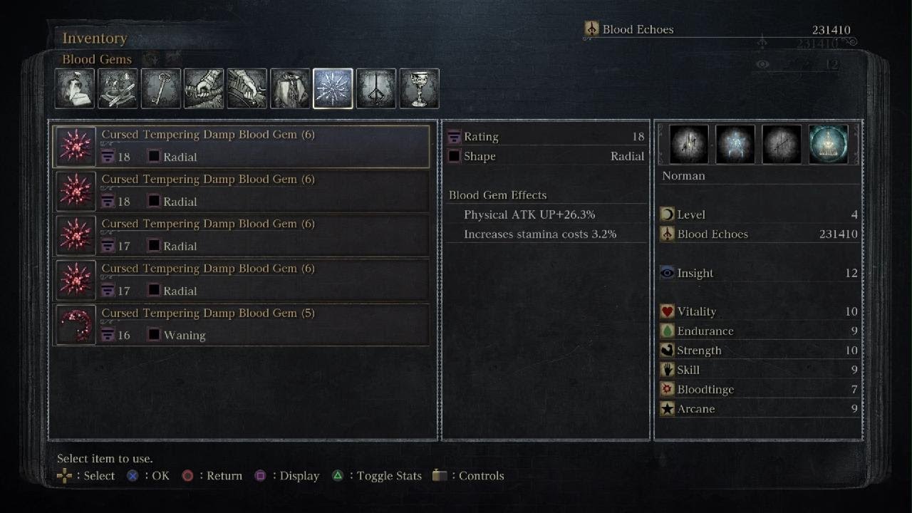 Bloodborne. BL4 gem farm no risk. PHYS up 26.3% with best curse - YouTube