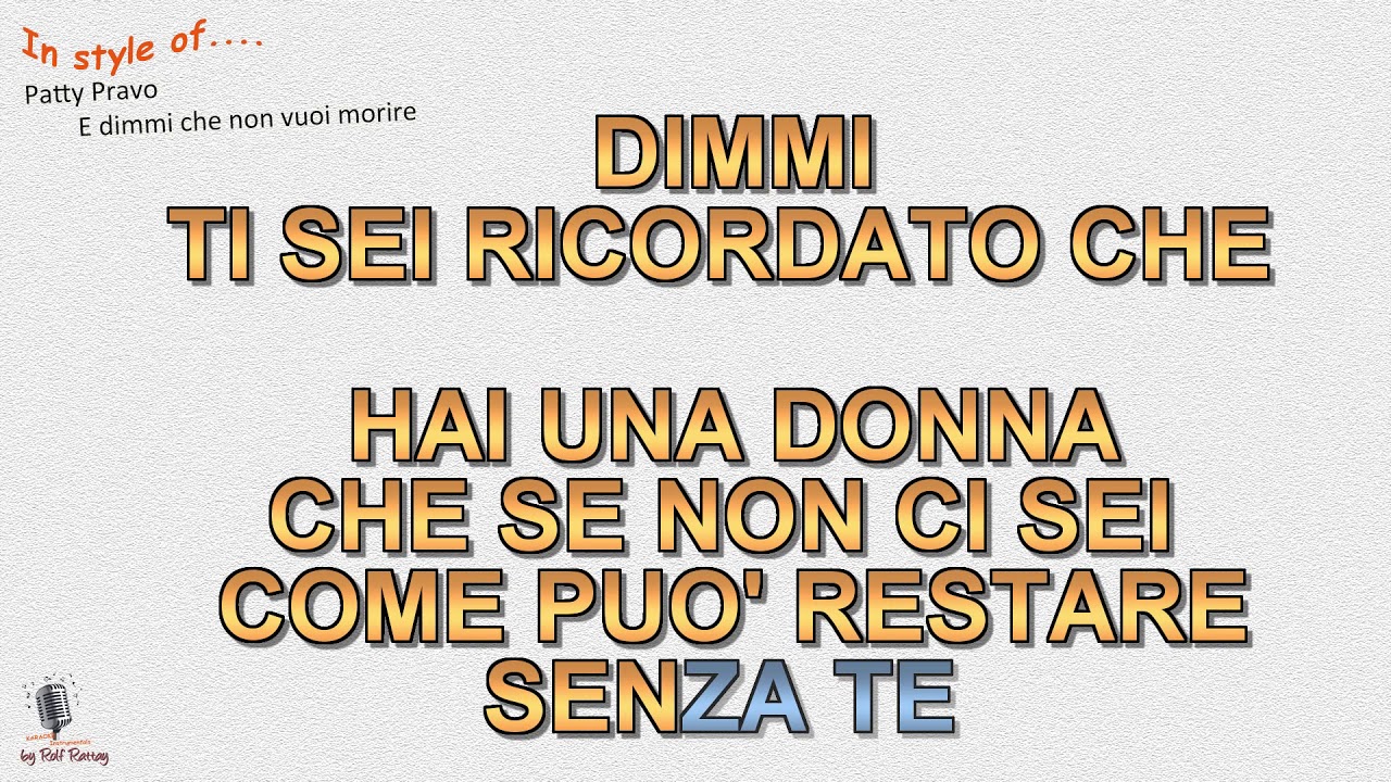 Patty Pravo E dimmi che non vuoi morire Instrumental YouTube