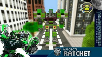 Minecraft - how to build Ratchet Robot mode Transformers 3 Dark the moon สอนสร้าง"แร็ทเช็ท" ภาค3