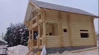Дом из оцилиндрованного бревна в Ивантеевке. Строительная компания Ро-Строй Дом из оцилиндрованного бревна в Ивантеевке. Строительная компания Ро-Строй