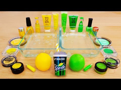 Lemon vs Lime - Mixing Makeup Eyeshadow Into Slime! Special Series 123 Satisfying Slime Video