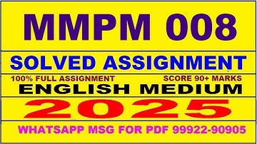 mmpm 8 solved assignment 2025 | mmpm 8 solved assignment in english 2025 | mmpm 8 2024-25