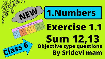 6th maths Term 1 Chapter 1(Numbers)exercise 1.1 sum 12,13 objective class 6 by sridevi mam