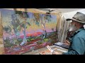 COLOURFUL Landscape PAINTING with PALETTE KNIFE and OIL / Studio painting from Plein Air studies etc