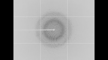 The diffraction pattern of a protein crystal