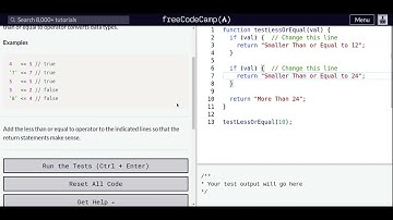 Lesson 68 | Basic JavaScript | Comparison with the Less Than Or Equal To Operator