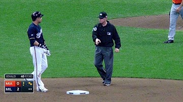 MIA@MIL: Ramirez rips a ground-rule double to left