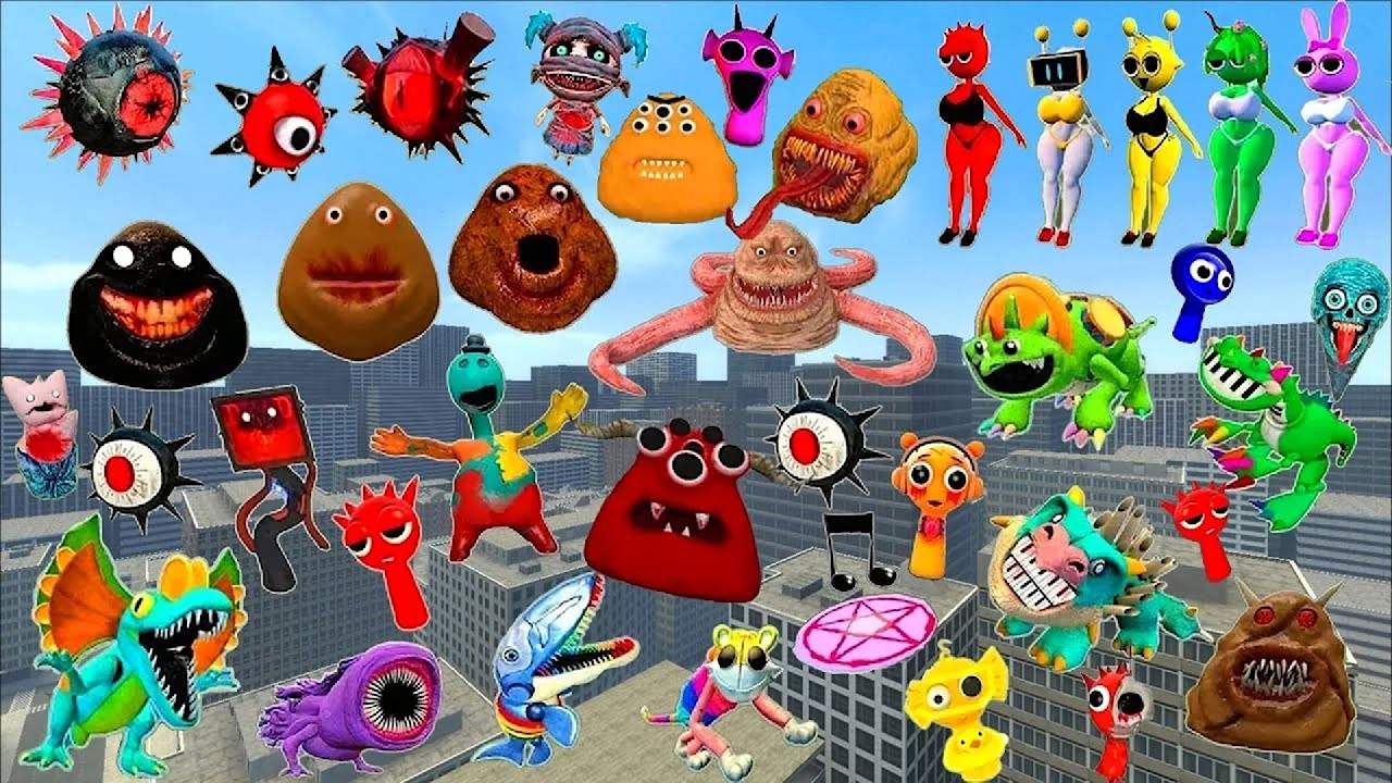 SPARTAN KICKING SPRUNKI MR SUN MOON TREE FUN COMPUTER ALL PHASE in FREEWAY - Garry's Mod Sandbox