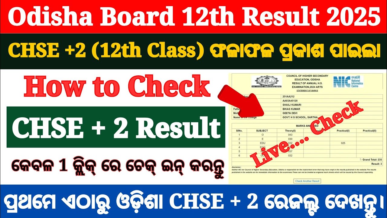 +2 Result 2025 Kaise Check Kare ? How To Check Odisha +2 Result 2025 ? Odisha CHSE 12th Result 2025