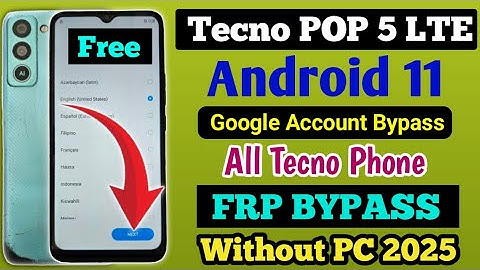 Tecno Pop 5 Lte FRP Bypass Android 11 | Tecno Bd4i Google Account Bypass Without PC 2025 ||