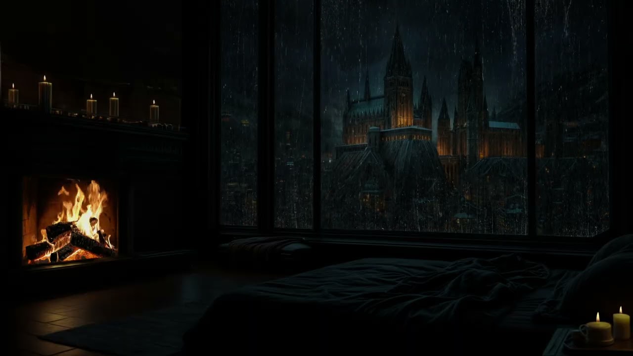 (No Ads) Sleep Hypnosis for Instant Calm🌧️Warm Rain & Cozy Fire🔥 Eliminate Stress & Negative Thought