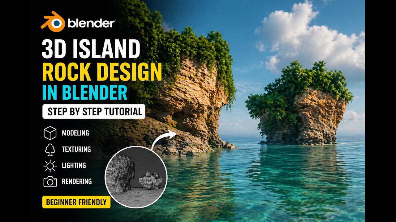 3D Island Rock Design in Blender | Realistic Environment Tutorial - YouTube