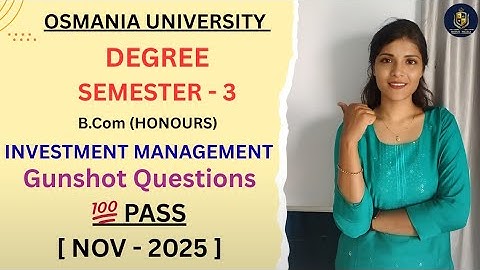 INVESTERINGSMANAGEMENT || BELANGRIJKE VRAGEN || OSMANIA UNIVERSITY || SEM-3 || ‎@shivanipallela 