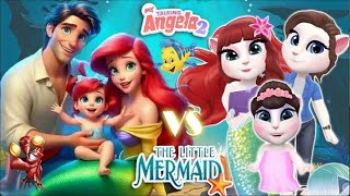📹 My talking Angela 2 | Ariel - Little Mermaid 🌊🐬 and Prince Eric | Family | cosplay ➥