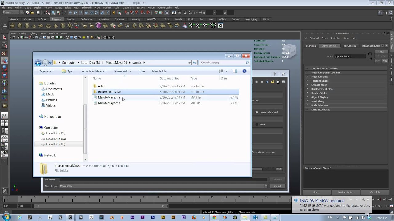 Minute Maya - Saving Files and Incrementing Tutorial - YouTube