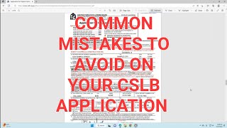 Common Mistakes to avoid on CSLB Applications