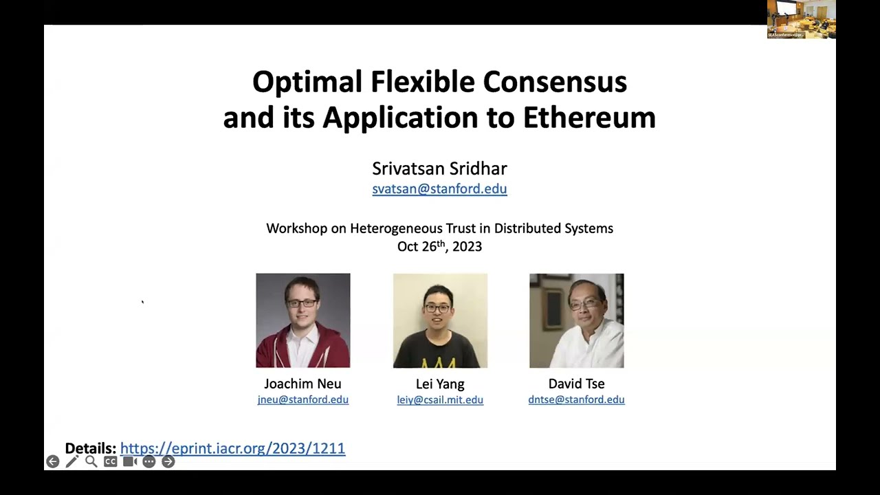 Srivatsan Sridhar: Optimal Flexible Consensus and its Application to Ethereum