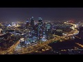 Москва Сити аэросъёмка ночью. 4K