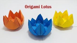 Lotus flower making with paper | How to make an origami lotus flower | Lotus flower easy 2021