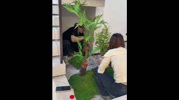 Thi công tiểu cảnh cây giả gầm cầu thang  #news #plants #caydecor #home #câygiả #homedecor #decor