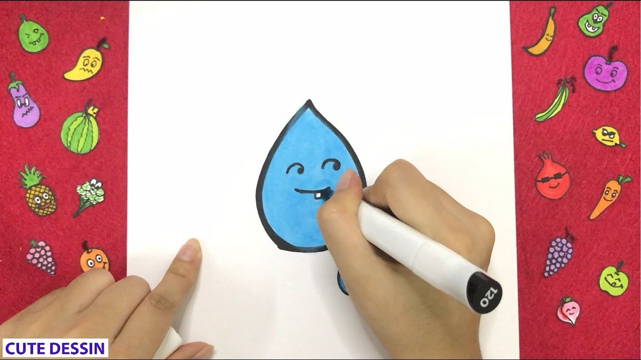 Comment dessiner et colorier une goutte d'eau mignon FACILEMENT étape