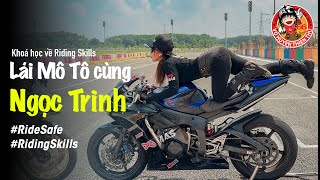 #ThienThu 158 I Lái mô tô cùng Ngọc Trinh I Biểu diễn thả 2 tay và nằm trên xe