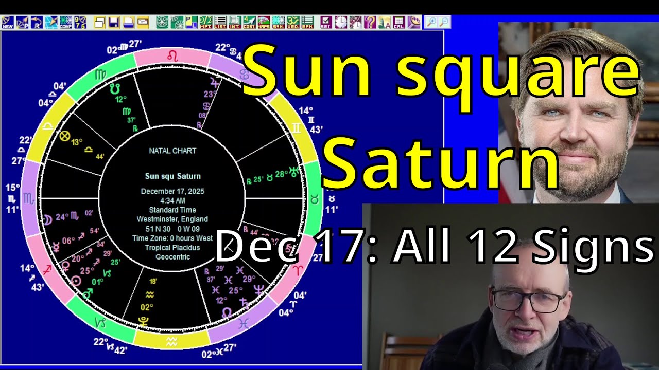 Wed Dec 17 2025 astrology: ALL 12 SIGNS, Sun squ Saturn