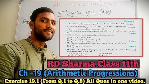 RD Sharma Class 11 Ex. 19.1 Solutions Chapter 19 (Arithmetic Progressions )|From Q.1 to Q.8