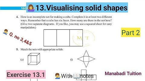 7th class maths| Chapter 13| Visualising solid shapes| Exercise 13.1| Q no 3,4&5| part 2|CBSE|NCERT|