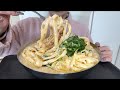 ズルズルズル〜っと食べる明太子クリームフェットチーネパスタ🍝‼︎ MUKBANG