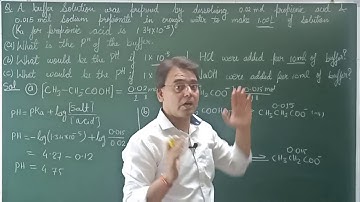 A buffer solution was prepared by dissolving 0.02mol propionic acid and 0.015mol sodium propionate