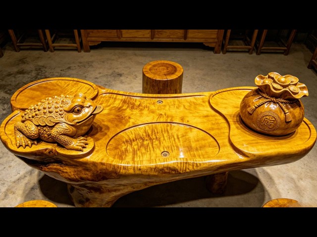 Golden Phoebe Wood # Tea Table and Tea Platform # Hand-carved