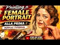 Painting a female portrait in alla prima || acrylic painting tutorial