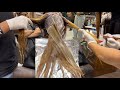 Ash blond color in frizzy hair how to create