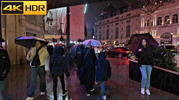 London Rain with Relaxing Music ☔️ Rain on Umbrella Sounds [4K HDR]