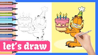 How to draw and Paint GARFIELD using Acrylic Markers \ easy drawing \ Garfield drawing