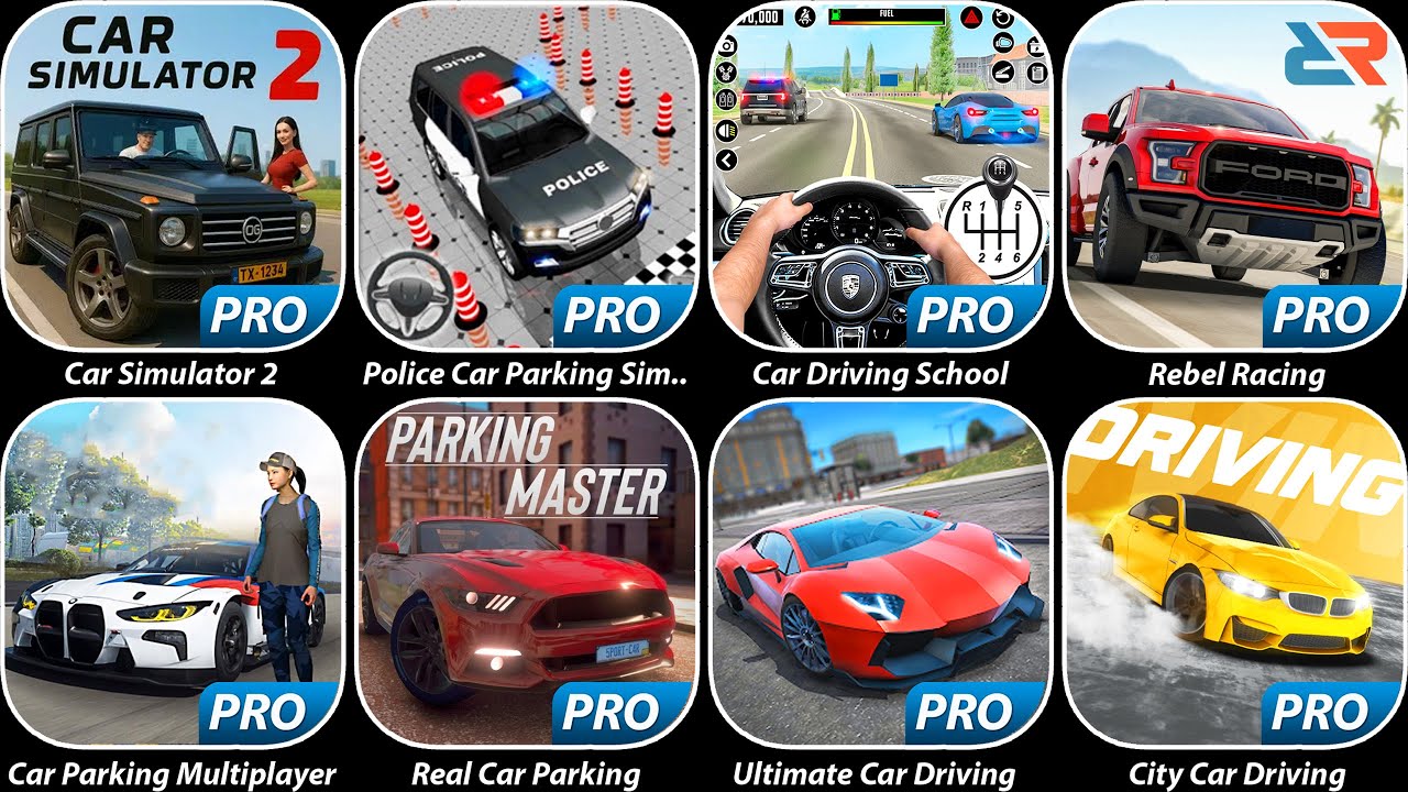 Car Parking Multiplayer,Car Simulator 2,Police Car Parking,Car Driving School Rebel Racing,City Car