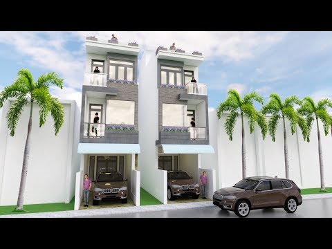Sketchup modern narrow house design 3.5 x 18 meter
