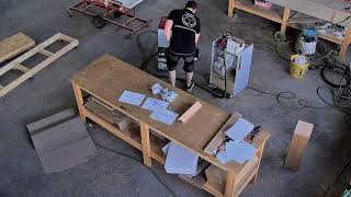 Making custom cherry veneer kitchen fronts.