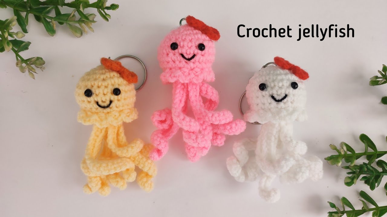 Crochet jellyfish keychain (ရေခူသော့ချိတ် ထိုးနည်း)