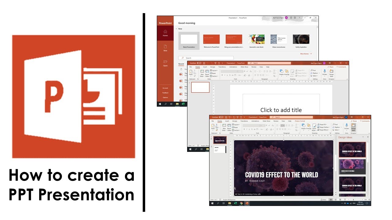 the page to create presentation in powerpoint is called
