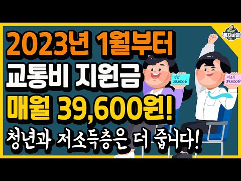 2023년 1월부터 교통비 지원금 매월 최대 39 600원 청년과 저소득층은 더 많이 드립니다 