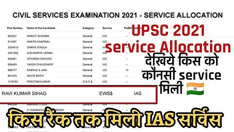 Upsc 2021 service Allocation | service allocation list